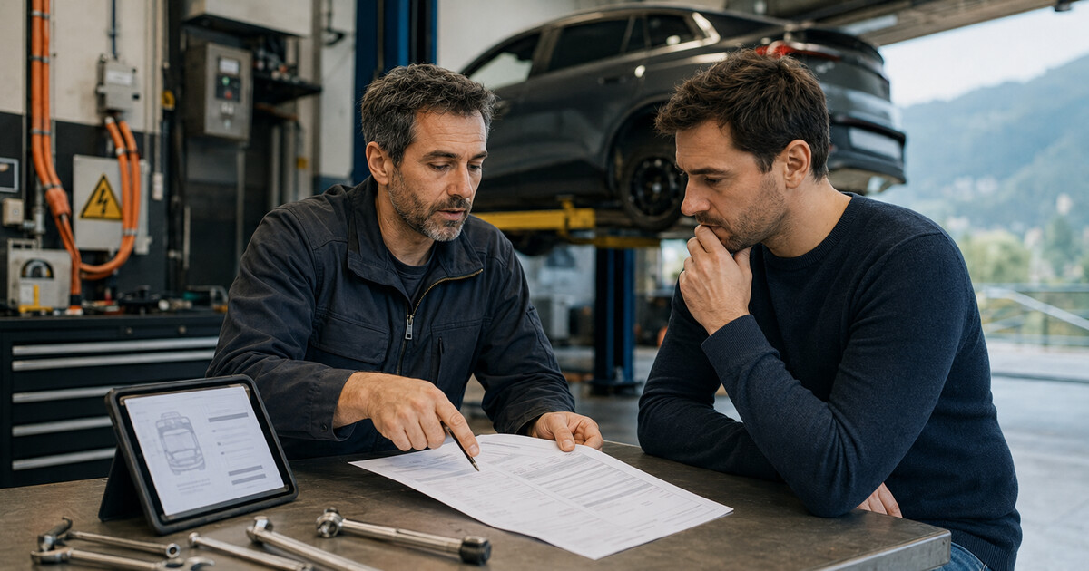 Carrozzeria ticinese che prepara preventivi chiari per auto elettriche con l'aiuto dell'automazione